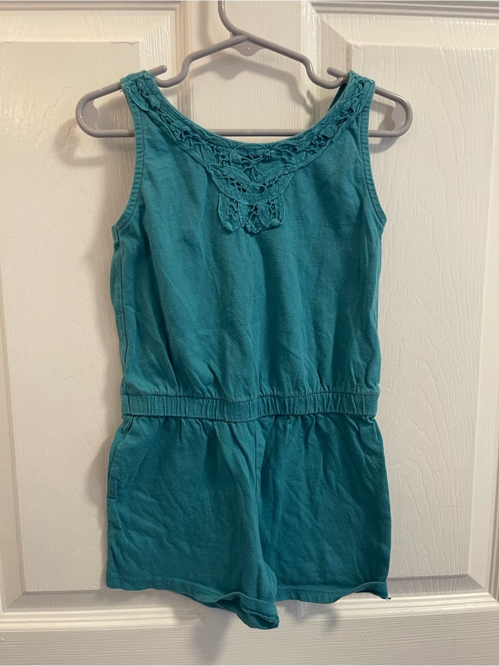 Old Navy Teal Crochet-Trim Sleeveless Romper